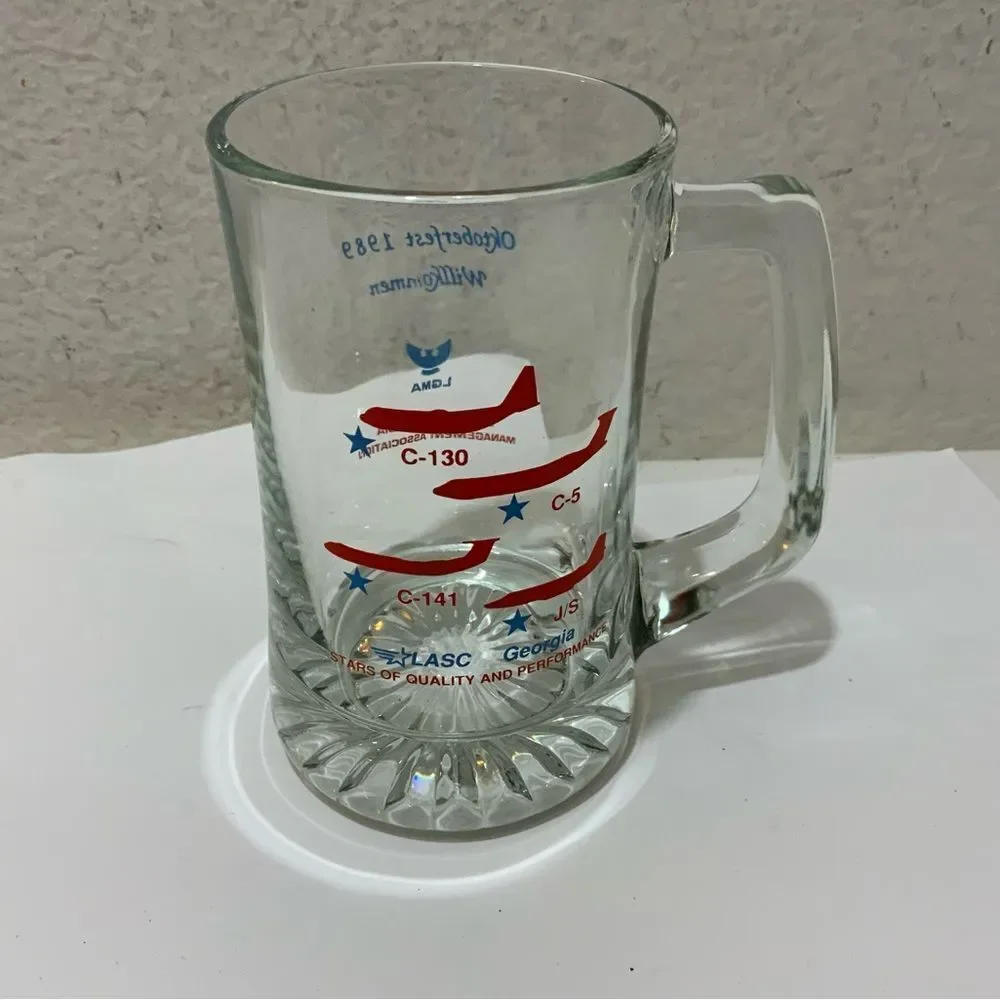 Vintage 1989 Octoberfest Lockheed Martin C-130 Hercules Glass Mug Beer Stein B6